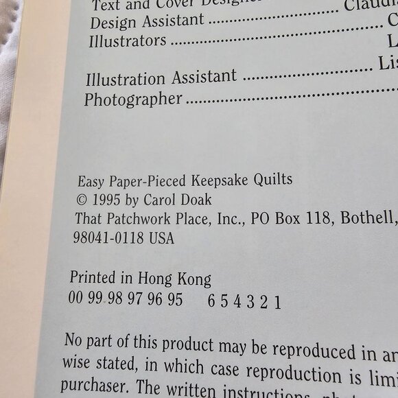 Easy Paper-Pieced Keepsake Quilts Book By Doak, Block & Alphabet, Vintage 1995 - Picture 3 of 10